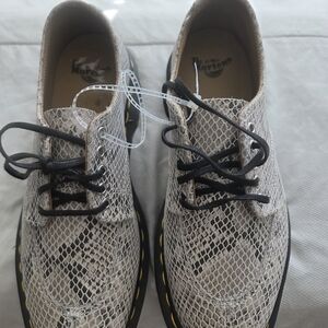 Dr. Martens Womens Black and Gray Snake Pattern Derbys